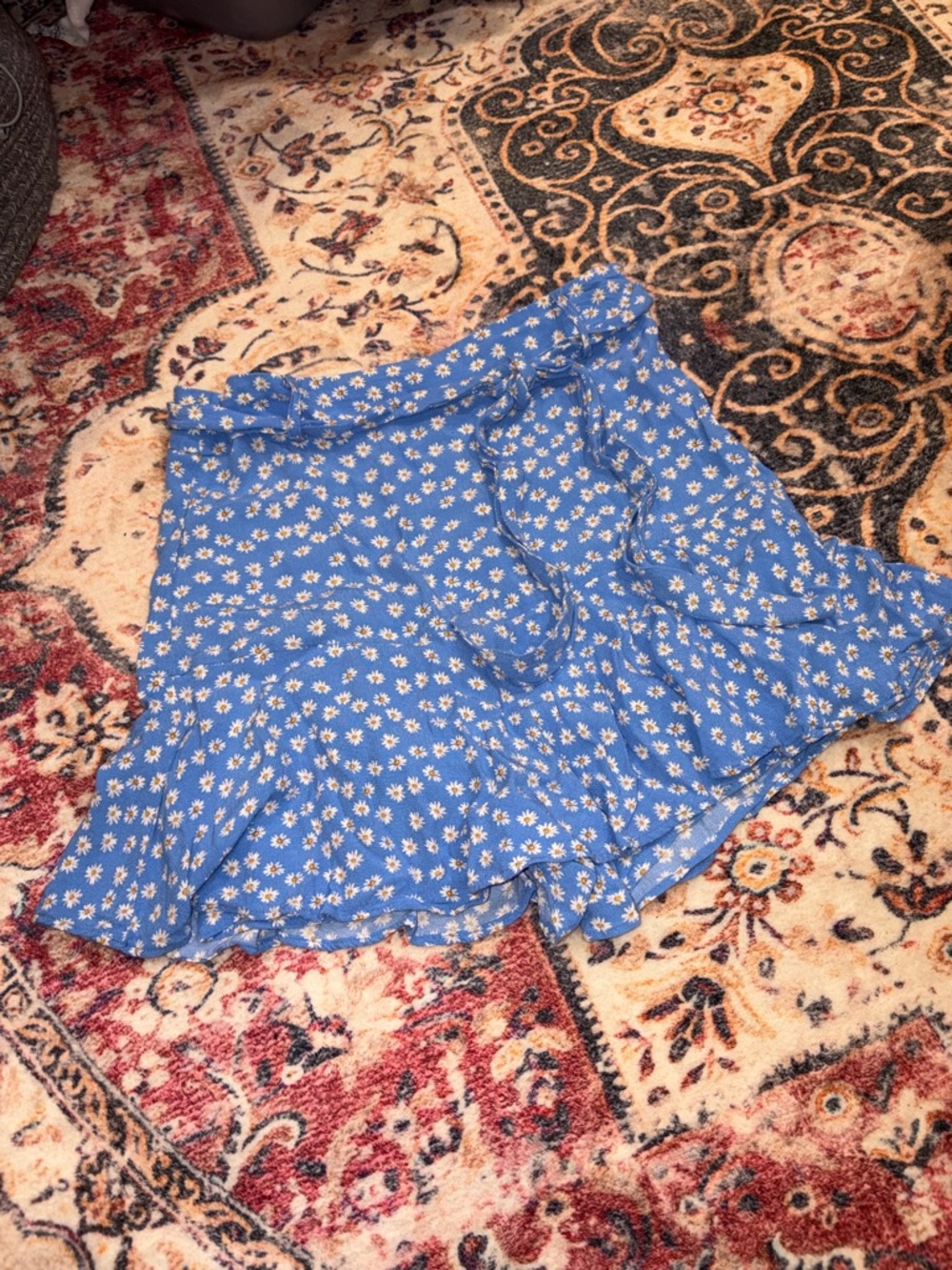 Zara Blue Daisy Print Skort with tie waist light academia preppy fairy core
